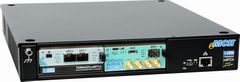 TORNADO-RxmMTCA� modular RF mini system with TORNADO-ARX1� radio-processing AMC-module and T/AX-DSFPX network AMC-module in 2-slot MicroTCA� mini-chassis with passive backplane